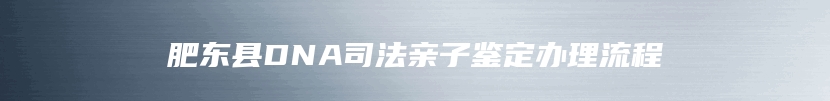 肥东县DNA司法亲子鉴定办理流程