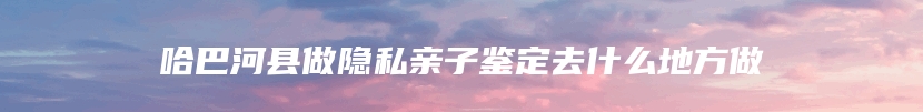 哈巴河县做隐私亲子鉴定去什么地方做