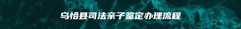 乌恰县司法亲子鉴定办理流程
