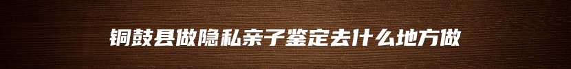 铜鼓县做隐私亲子鉴定去什么地方做