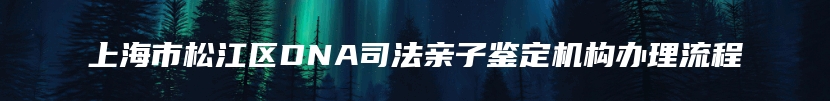 上海市松江区DNA司法亲子鉴定机构办理流程