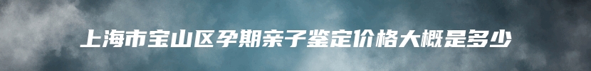 上海市宝山区孕期亲子鉴定价格大概是多少