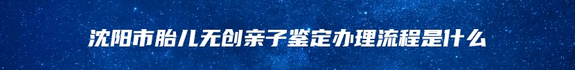 沈阳市胎儿无创亲子鉴定办理流程是什么