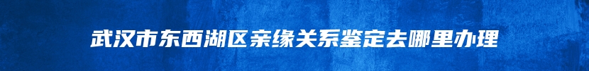 武汉市东西湖区亲缘关系鉴定去哪里办理