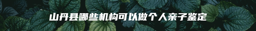 山丹县哪些机构可以做个人亲子鉴定