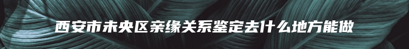 西安市未央区亲缘关系鉴定去什么地方能做