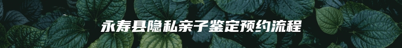 永寿县隐私亲子鉴定预约流程