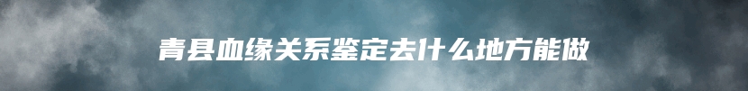 青县血缘关系鉴定去什么地方能做