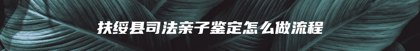 扶绥县司法亲子鉴定怎么做流程