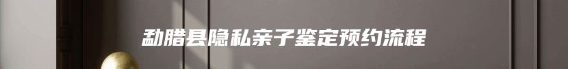 勐腊县隐私亲子鉴定预约流程