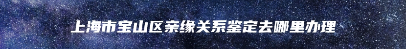 上海市宝山区亲缘关系鉴定去哪里办理