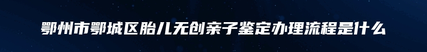 鄂州市鄂城区胎儿无创亲子鉴定办理流程是什么