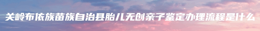 关岭布依族苗族自治县胎儿无创亲子鉴定办理流程是什么