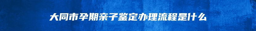 大同市孕期亲子鉴定办理流程是什么