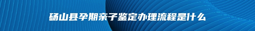 砀山县孕期亲子鉴定办理流程是什么