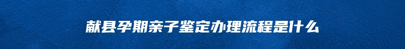 献县孕期亲子鉴定办理流程是什么
