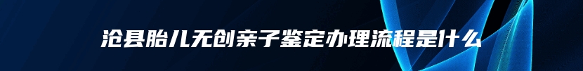 沧县胎儿无创亲子鉴定办理流程是什么