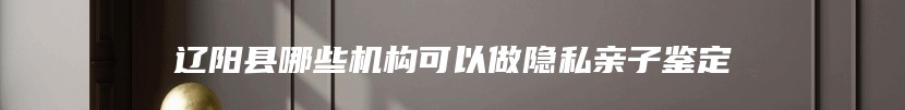辽阳县哪些机构可以做隐私亲子鉴定