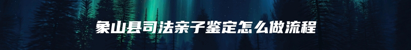 象山县司法亲子鉴定怎么做流程