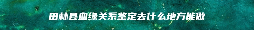 田林县血缘关系鉴定去什么地方能做