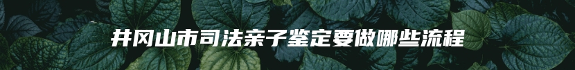 井冈山市司法亲子鉴定要做哪些流程