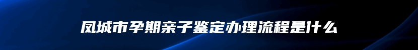 凤城市孕期亲子鉴定办理流程是什么