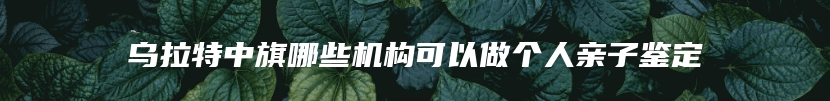 乌拉特中旗哪些机构可以做个人亲子鉴定