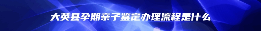 大英县孕期亲子鉴定办理流程是什么