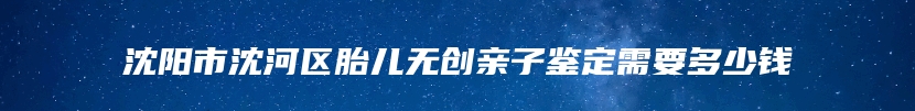 沈阳市沈河区胎儿无创亲子鉴定需要多少钱