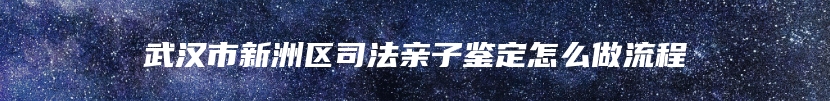 武汉市新洲区司法亲子鉴定怎么做流程