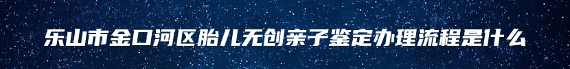 乐山市金口河区胎儿无创亲子鉴定办理流程是什么
