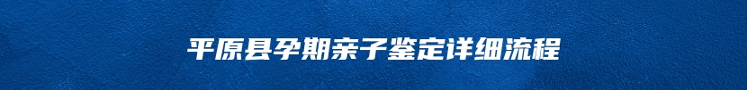 平原县孕期亲子鉴定详细流程