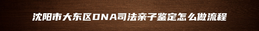 沈阳市大东区DNA司法亲子鉴定怎么做流程