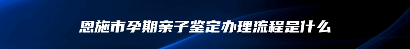 恩施市孕期亲子鉴定办理流程是什么