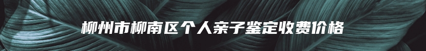 柳州市柳南区个人亲子鉴定收费价格