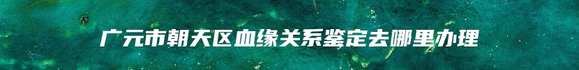 广元市朝天区血缘关系鉴定去哪里办理