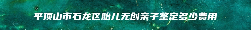 平顶山市石龙区胎儿无创亲子鉴定多少费用
