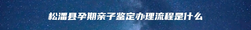 松潘县孕期亲子鉴定办理流程是什么