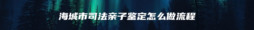 海城市司法亲子鉴定怎么做流程