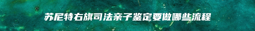 苏尼特右旗司法亲子鉴定要做哪些流程