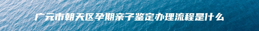 广元市朝天区孕期亲子鉴定办理流程是什么