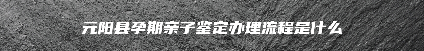 元阳县孕期亲子鉴定办理流程是什么