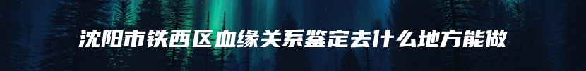 沈阳市铁西区血缘关系鉴定去什么地方能做