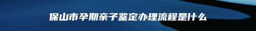 保山市孕期亲子鉴定办理流程是什么