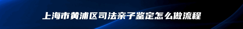 上海市黄浦区司法亲子鉴定怎么做流程