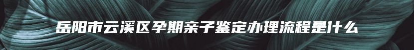岳阳市云溪区孕期亲子鉴定办理流程是什么