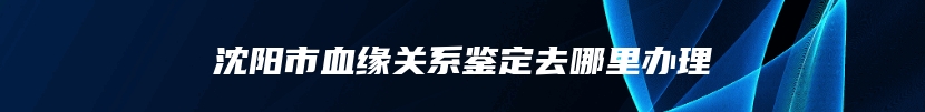 沈阳市血缘关系鉴定去哪里办理