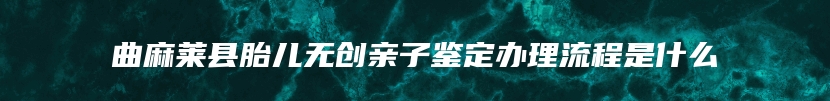曲麻莱县胎儿无创亲子鉴定办理流程是什么