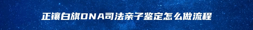 正镶白旗DNA司法亲子鉴定怎么做流程