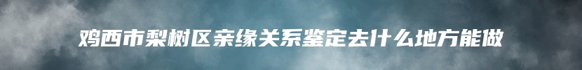 鸡西市梨树区亲缘关系鉴定去什么地方能做